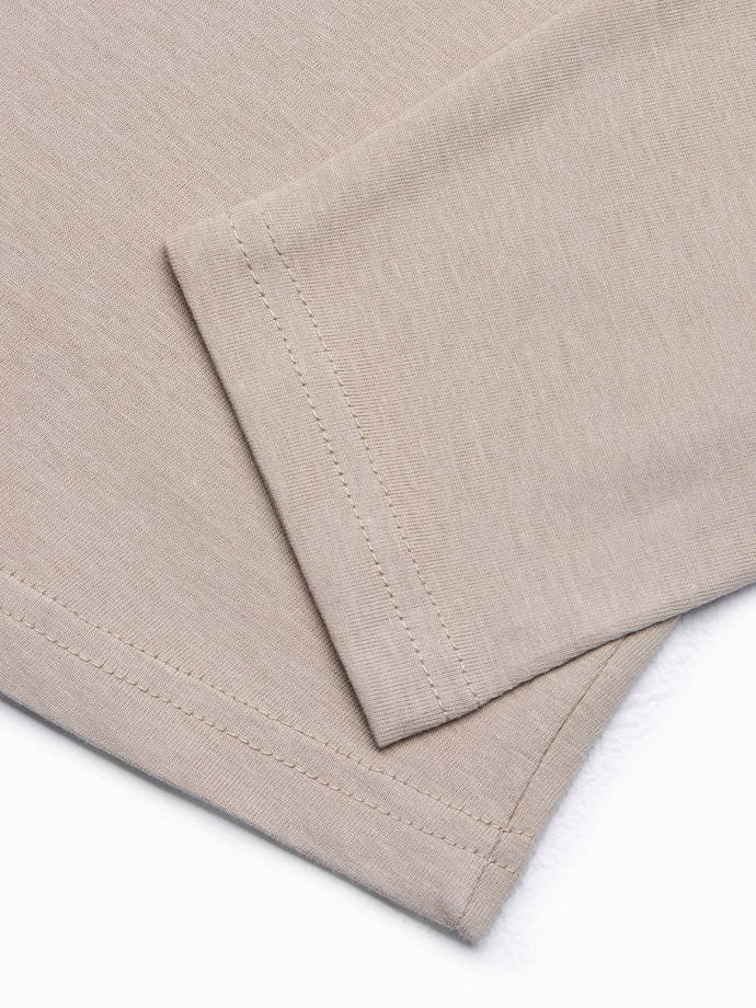 Longsleeve męski bez nadruku - beżowy V8 L138