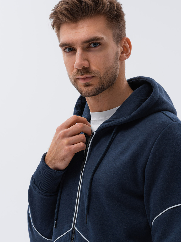 Bluza męska rozpinana z kapturem - granatowa V3 B1421