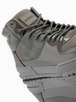 Wysokie buty męskie sneakersy z połyskującymi elementami – popielate V4 OM-FOSH-0178