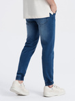 Spodnie męskie jeansowe JOGGER SLIM FIT - ciemnoniebieskie V3 OM-PADJ-0134