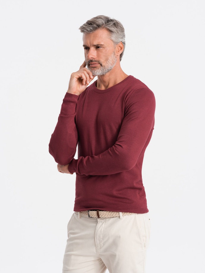 Elegancki sweter męski - bordowy V11 E177