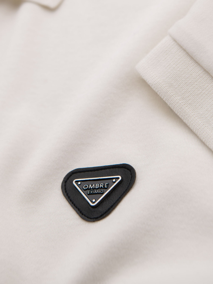 Męska koszulka polo z dekoltem na zamek - biała V1 OM-POSS-0148