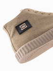 Buty trampki męskie canvas z wysoką cholewką – piaskowe V3 OM-FOTH-0186