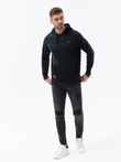 Bluza męska HOODIE z łączonych materiałów - czarna V1 OM-SSNZ-22FW-016