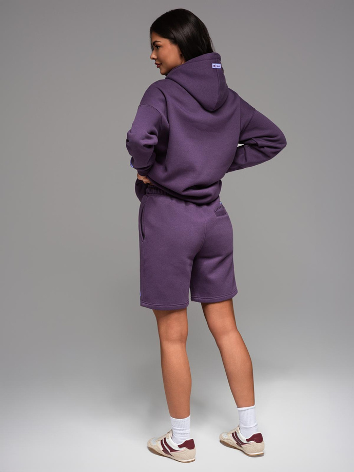 Dresowe szorty unisex ze ściągaczem w pasie – fioletowe V13 OU-SRBC-0101