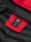 Kurtka męska pikowana o satynowym wykończeniu - czerwona V7 OM-JALP-0121