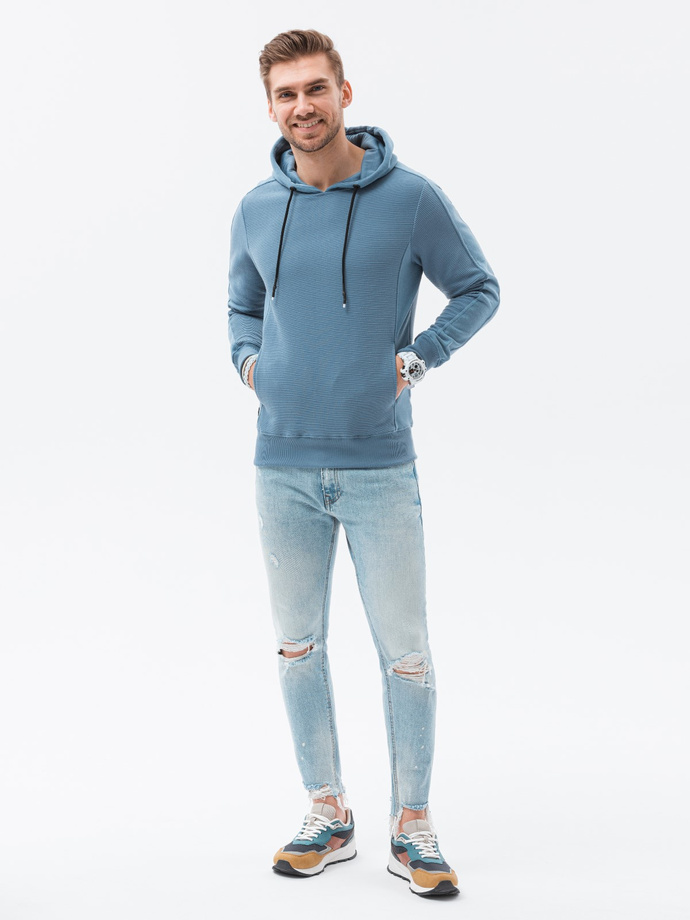 Bluza męska z kapturem - niebieska B1155