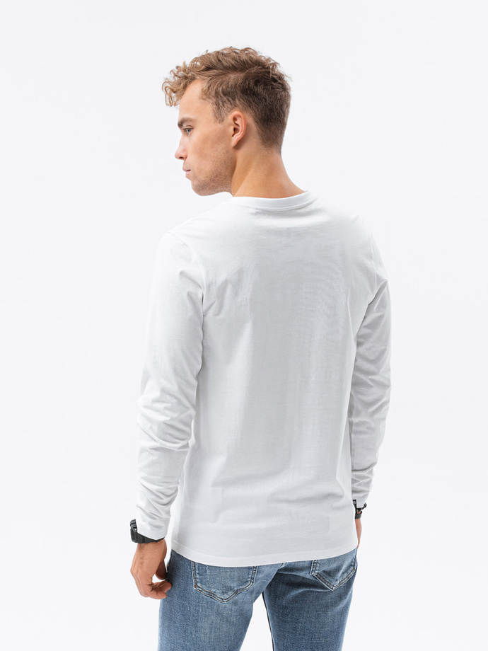 Longsleeve męski bez nadruku - biały V4 L138