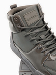 Wysokie buty męskie sneakersy z połyskującymi elementami – popielate V4 OM-FOSH-0178