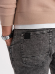 Spodnie męskie marmurkowe jeansowe JOGGERY - szare V3 OM-PADJ-0133