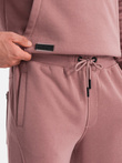 Komplet męski dresowy BASIC bluza kangurka + joggery – ciemnoróżowy V4