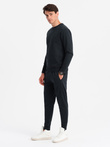Bawełniany męski dresowy komplet BASIC bluza nierozpinana + joggery – czarny V9 Z84