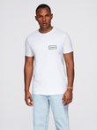 Męska koszulka dzianinowa z nadrukiem o kroju REGULAR - biała V1 OM-TSPT-0231