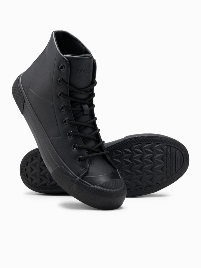 Wysokie buty trampki męskie z gumowym noskiem – czarne V6 OM-FOSH-0138