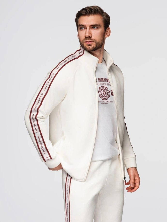 Dresowy komplet męski bluza rozpinana + spodnie dresowe joggery - biały V2 Z113