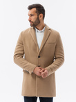 Płaszcz męski klasyczny jednorzędowy - piaskowy V2 C432