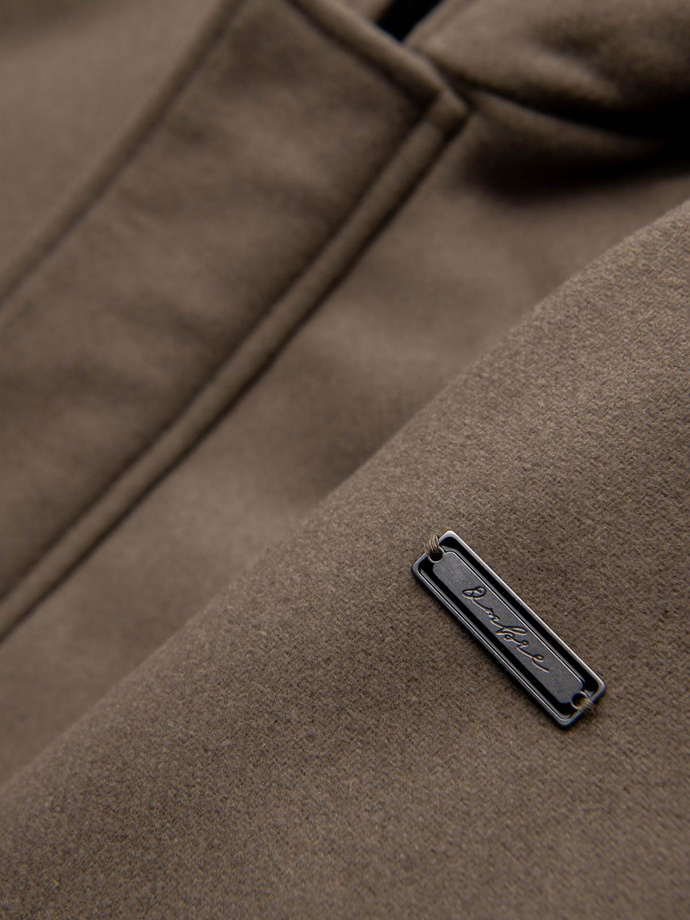 Męski płaszcz parka z wełną i kapturem - khaki V2 OM-COWC-0132