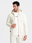 Dresowy męski komplet BASIC bluza rozpinana + joggery – kremowy V5 Z86