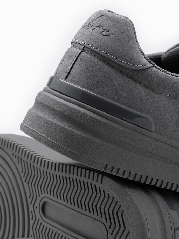 Casualowe jednolite męskie buty z eko nubuku – szare V3 OM-FOCS-0151