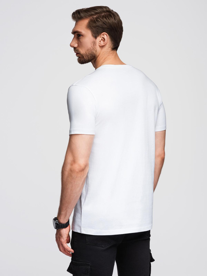 T-shirt męski z dużym nadrukiem – biały V1 OM-TSPT-0245