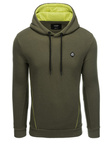 Bluza męska z kapturem z kieszenią na zamek - oliwkowa V2 OM-SSNZ-22FW-006