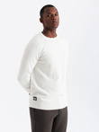 Sweter męski raglan z prążkowanymi rękawami – biały V1 OM-SWSW-0144