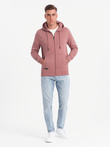 Rozpinana bluza męska dresowa BASIC – ciemnoróżowa V4 OM-SSBZ-0160