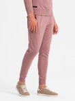 Dresowy komplet męski bawełniany BASIC bluza nierozpinana + joggery – ciemnoróżowy V4 Z84