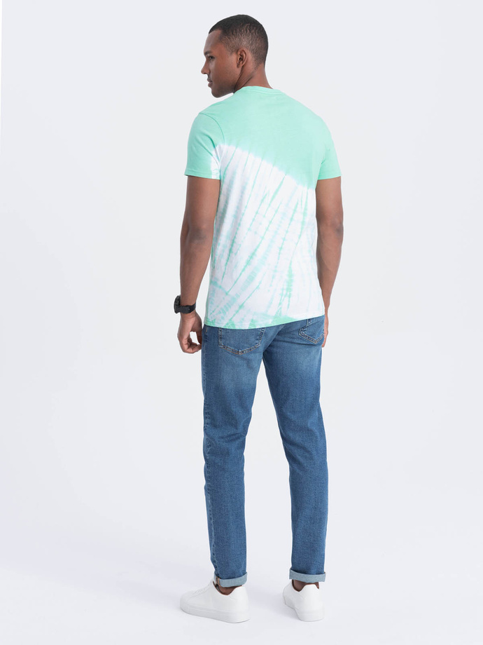 T-shirt męski bawełniany TIE DYE - miętowy V5 S1617