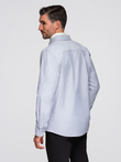 Elegancka męska koszula oxford z haftem – błękitna V1 OM-SHOS-0172