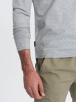 Longsleeve męski BASIC z okrągłym dekoltem - szary melanż V3 OM-LSBL-0106