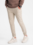 Spodnie męskie materiałowe JOGGERY - beżowe V10 P885