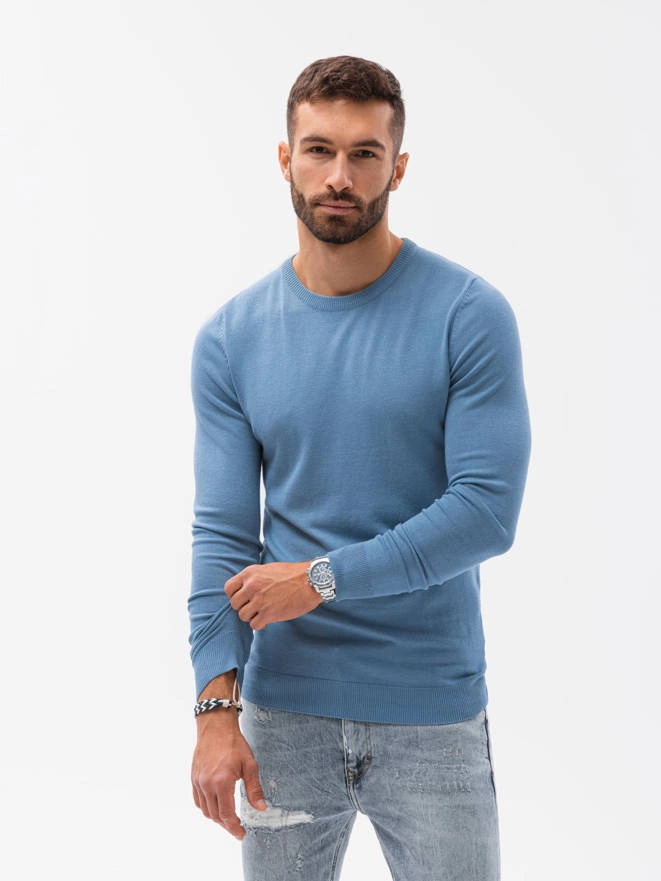 Elegancki sweter męski - błękitny V10 E177