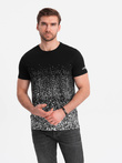 Męski t-shirt bawełniany z gradientowym nadrukiem - czarny V2 OM-TSPT-22SS-001
