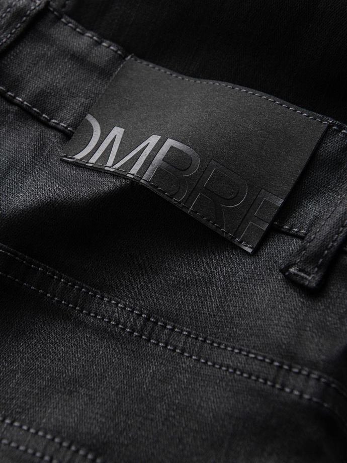 Męskie woskowane spodnie jeansowe SLIM FIT – czarne V3 OM-PADP-0149