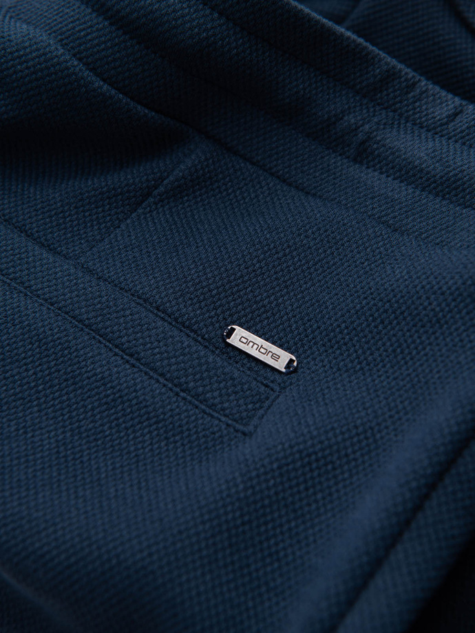 Dzianinowe szorty męskie z podwiniętymi nogawkami - granatowe V1 OM-SRCS-0107 