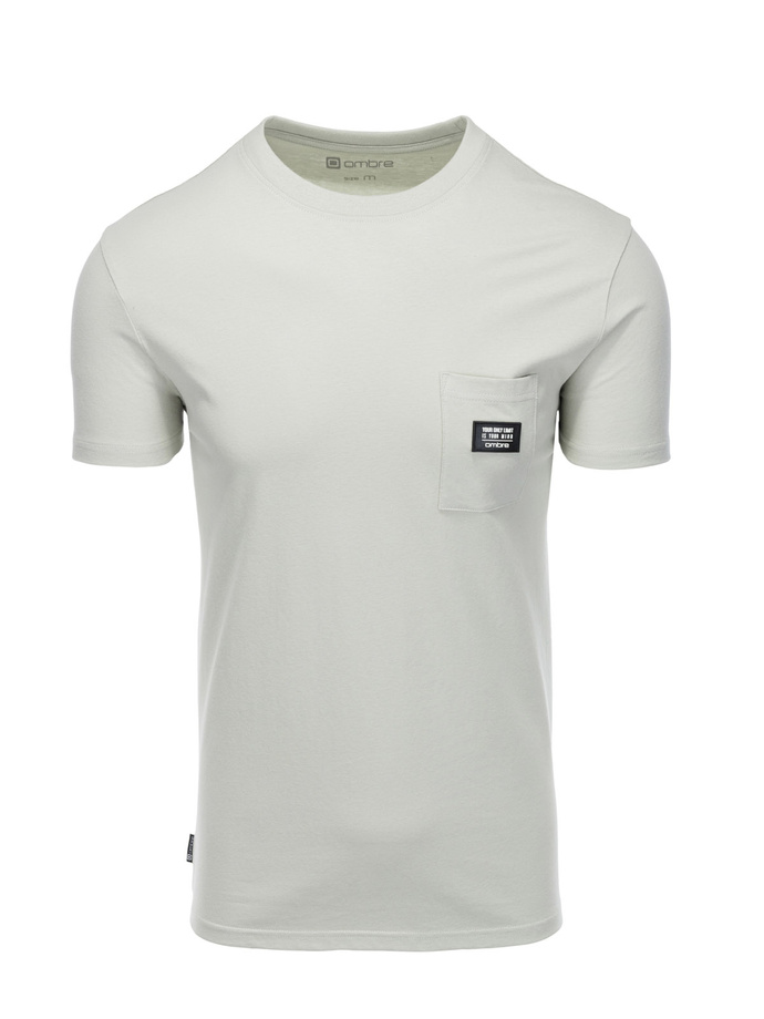 T-shirt męski bawełniany z kieszonką - jasnomiętowy V2 S1743