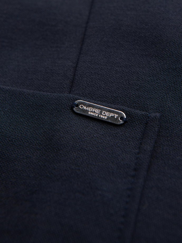 Męska marynarka SLIM z dzianiny o subtelnej strukturze – granatowa V3 OM-BLZB-0101