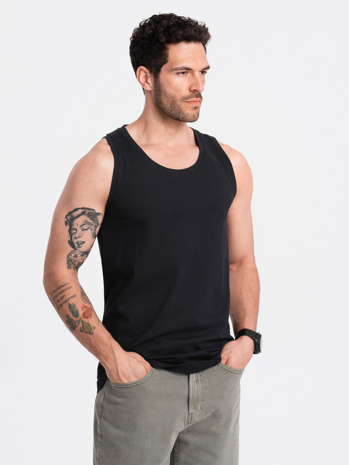 Męska bawełniana koszulka tank top BASIC – czarna V3 OM-TSBT-0192