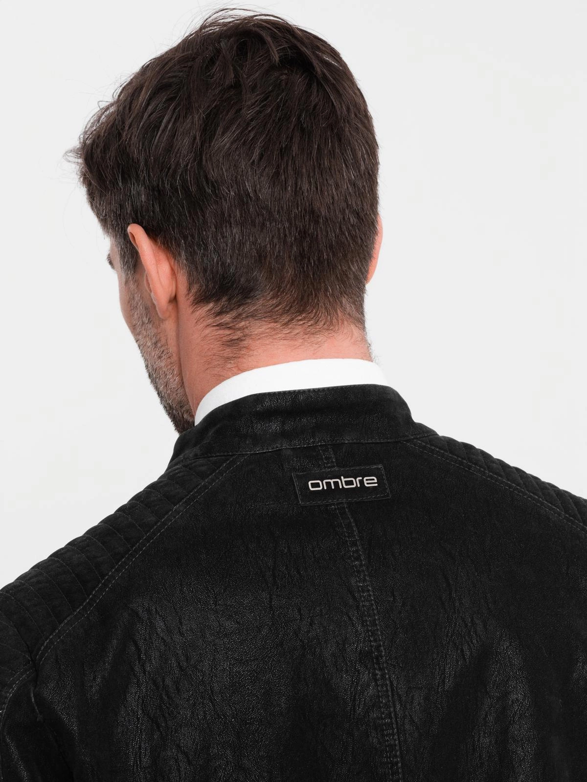 Kurtka męska biker ze stójką w stylu retro – czarna V2 OM