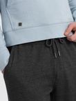 Spodnie męskie dresowe z przeszyciem i zamkiem na nogawce - grafitowy melanż V2 OM-PASK-0147