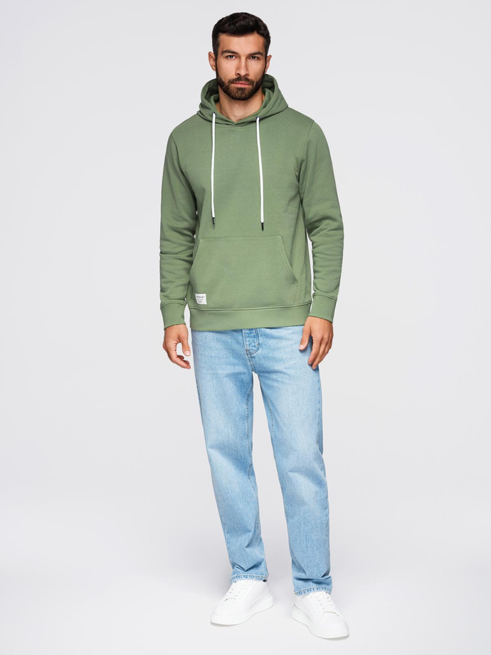 Bluza męska dresowa BASIC kangurka z kapturem - zielona V3 B1674