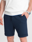 Dzianinowe szorty męskie z podwiniętymi nogawkami - granatowe V1 OM-SRCS-0107 