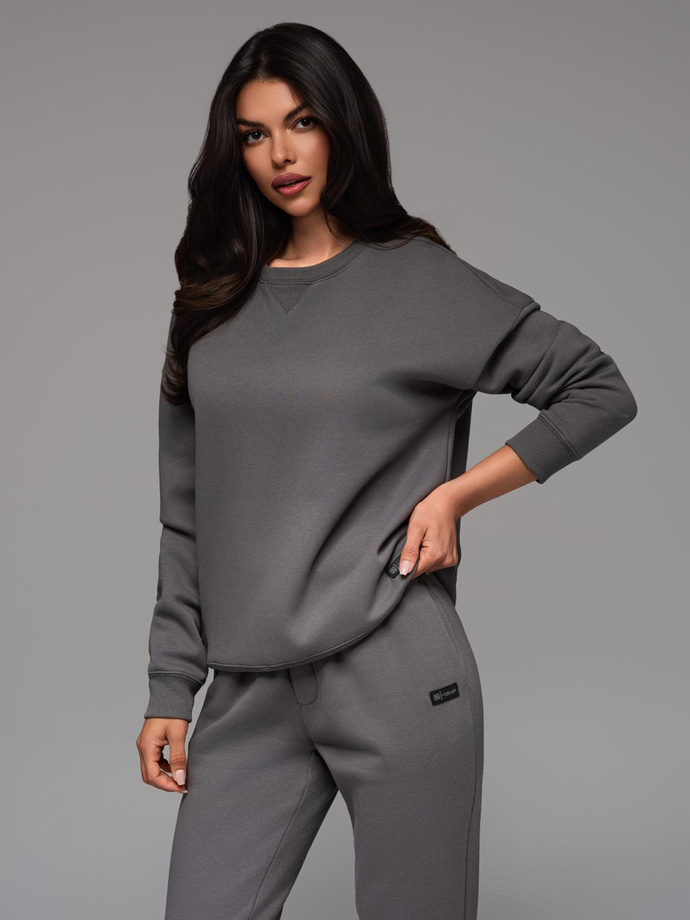 Dresowa klasyczna bluza unisex z okrągłym dekoltem – szara V18 OU-SNBC-0104