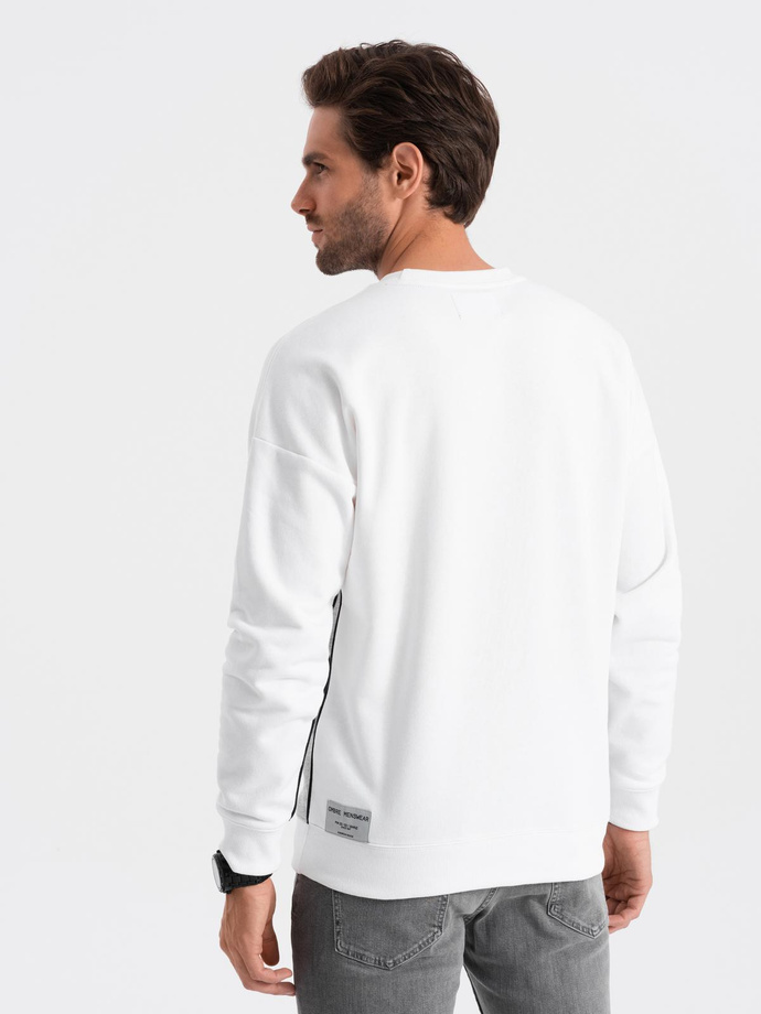 Bluza męska OVERSIZE z kontrastowym łączeniem kolorów - biało-szara V1 B1673