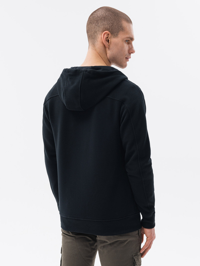 Bluza męska rozpinana z kapturem - czarna V3 B1157