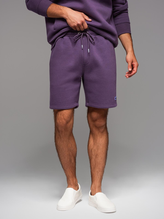 Dresowe szorty unisex ze ściągaczem w pasie – fioletowe V13 OU-SRBC-0101