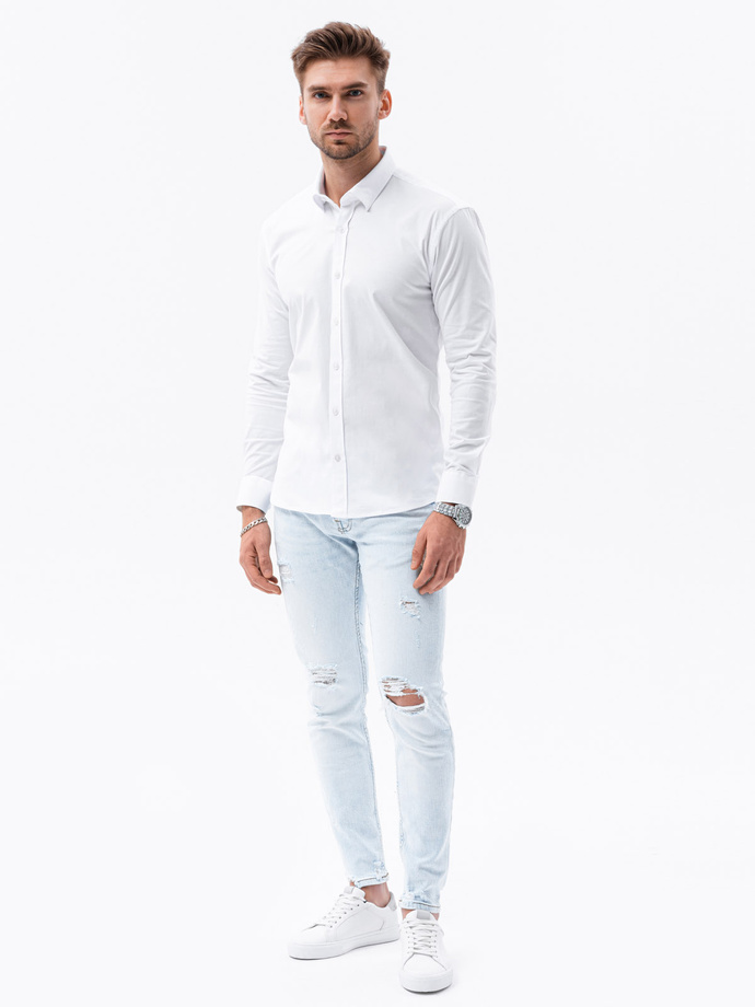 Koszula męska z długim rękawem SLIM FIT - biała K504