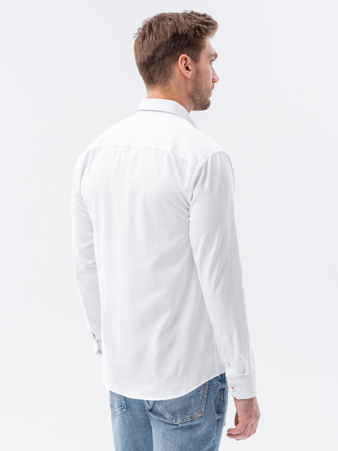 Koszula męska z długim rękawem SLIM FIT - biała V1 K643