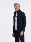 Męska bluza casual ze stójką zapinana na guziki - granatowa V4 OM-SSZP-0171